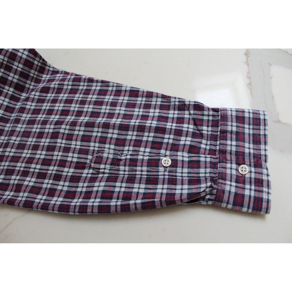 Ralph Lauren Blake Button Down Men XXL Burgundy Plaid Cotton Long Sleeve Shirt - Picture 9 of 10